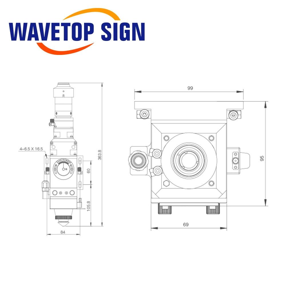 Wavetopsign หัวตัดด้วยเลเซอร์ KC15 0-2kw wsx 2000W สำหรับตัดโลหะ
