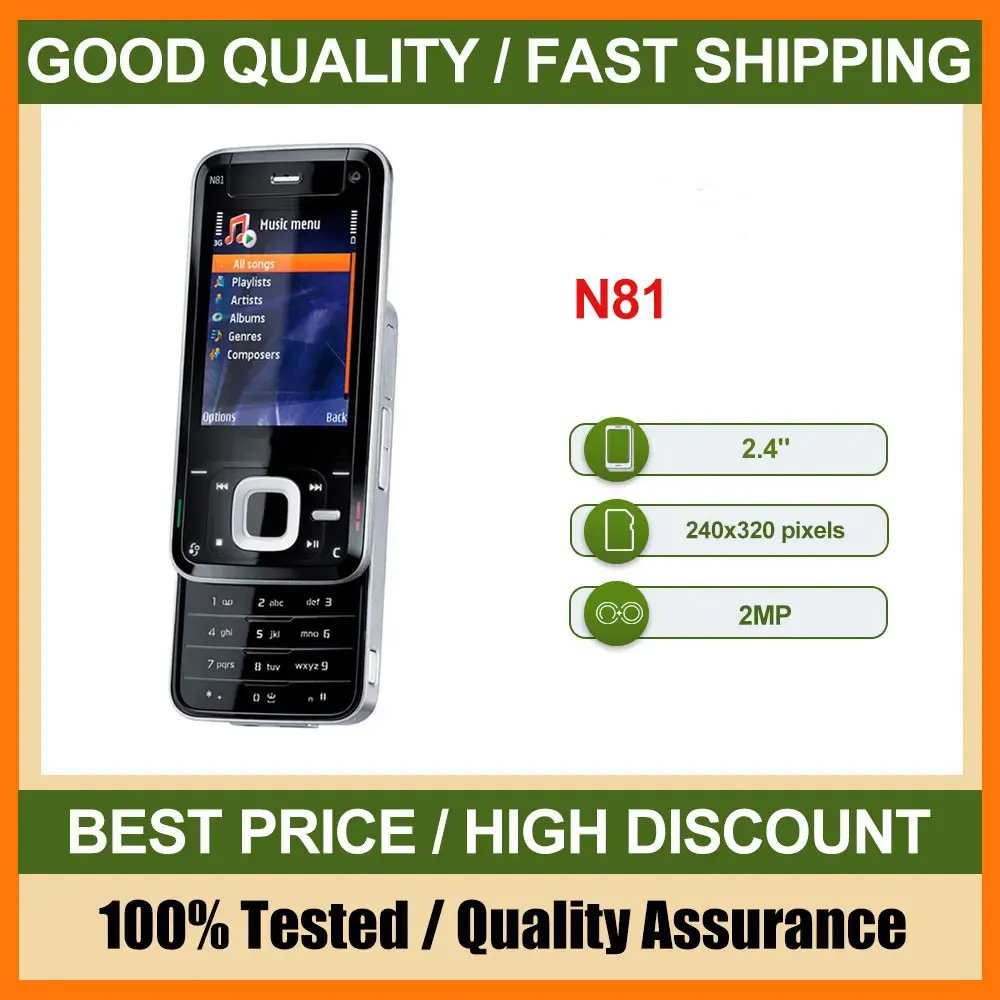 هاتف محمول N81 أصلي مصنوع في فنلندا يدعم اللغة الإنجليزية بحالة جيدة