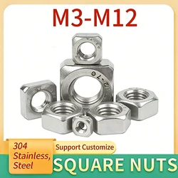 1/5/10/20/30/40/50Pcs M3 M4 M5 M6 M8 M10 M12 Square Nuts A2-70 Stainless Steel DIN557 Support Customize
