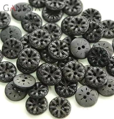 50pcs/lot Size:12.5mm Natural Coconut Buttons Black Wooden Button Accssories Sewing (ss-1201)
