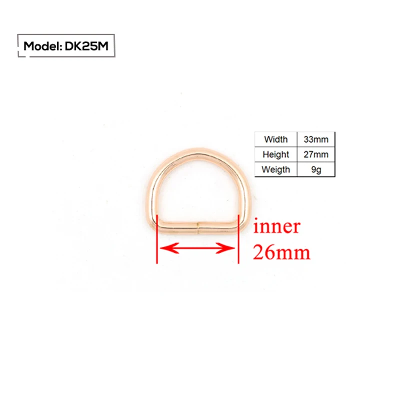 1 pezzo di anelli a D placcati in nichel, 25 mm, borse per reggette in tessuto, accessorio per indumenti, metallo non saldato, anello piatto