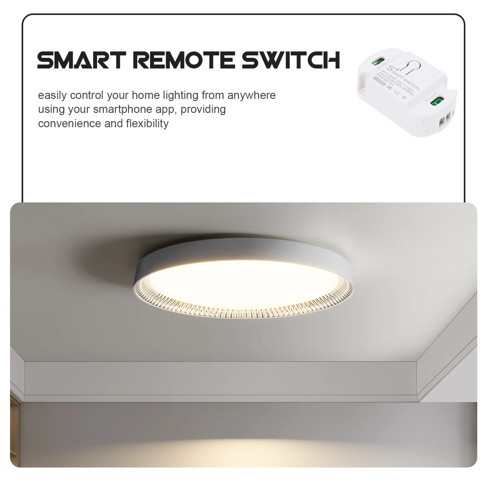 Interruttore della luce WiFi intelligente Casa senza fili Nessun cablaggio Funzione timer controllato da app per telefono Controller luce wireless abilitato Wi-Fi