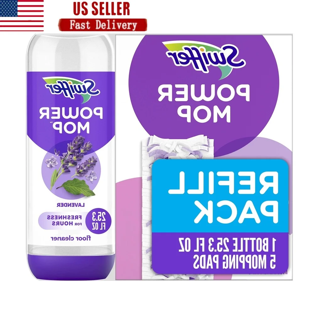 

Набор для заправки Power Mop, подушечки для чистки нескольких поверхностей с раствором лаванды, 5 подушечек, плитка, ламинат, деревянный пол, свежесть