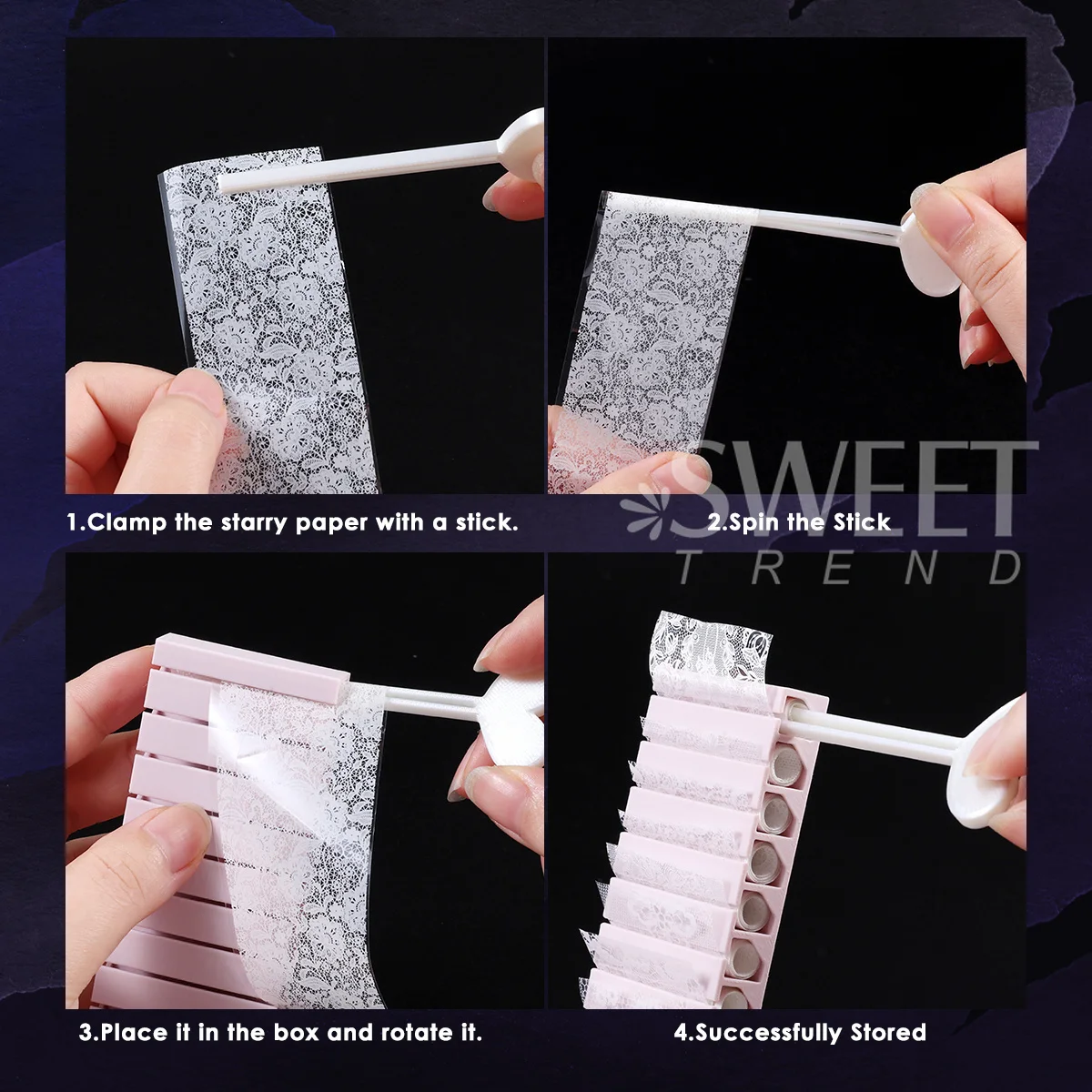Nail Transfer Foils Storage Box Rotating Save Tools Stripe Sliders Organization Accessories DIY Portable New Manicure Supplies - view 3