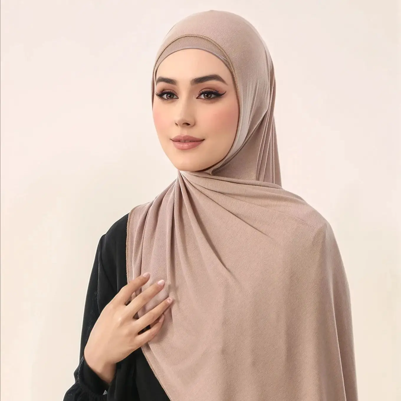 

Muslim Instant Hijab For Women Inner Hijab Cap With Jersey Hijab Shawls Plain Color Headscarf Head Wraps Islam Tudung
