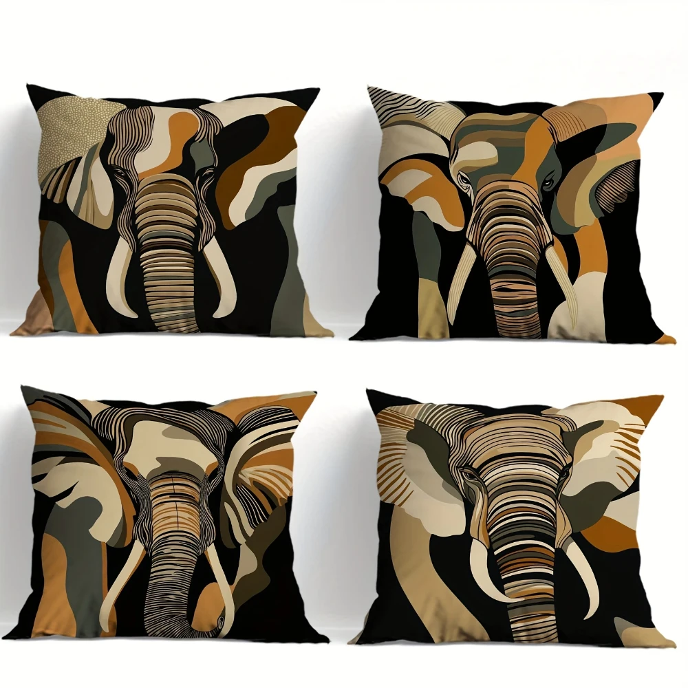 Modern Abstract Elephant Outline Art Pillowcase 4Pcs Minimalist Line Drawing Decorative Pillow Covers for Sofa Home Decoration