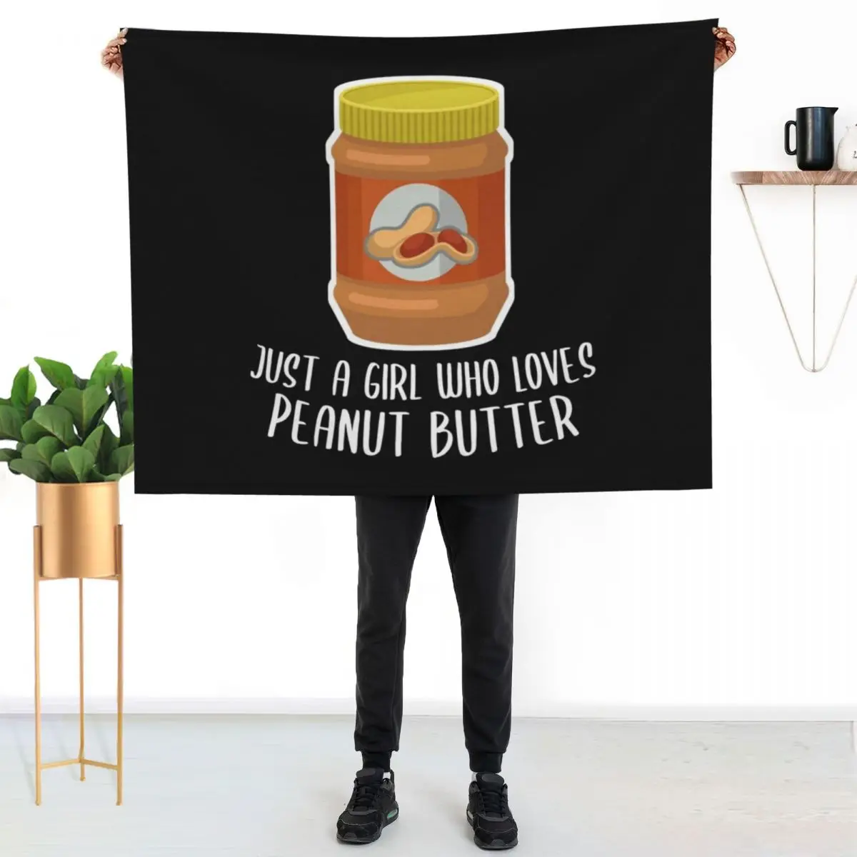 Just a Girl Who Loves Peanut Butter Throw Blanket Bed Fashionable Beach Soft Beds Soft Plush Plaid Soft Big Retros Blankets