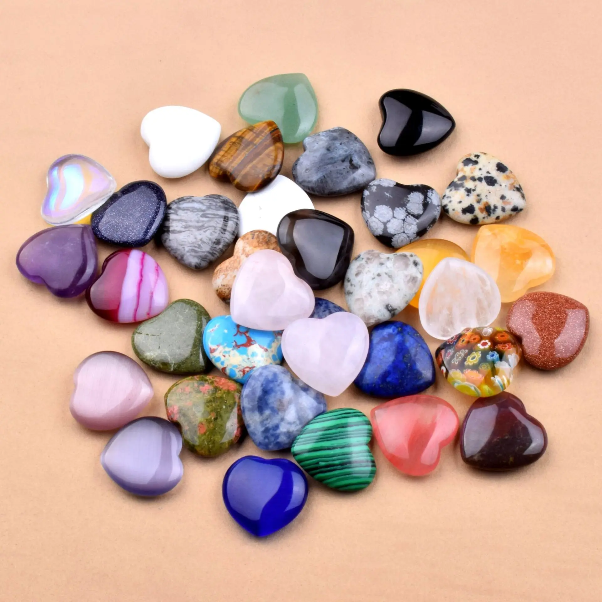 20 pcs/bag 20mm natural stone powder crystal heart turquoise gemstone heart-shaped raw stone crystal DIY jewelry accessories