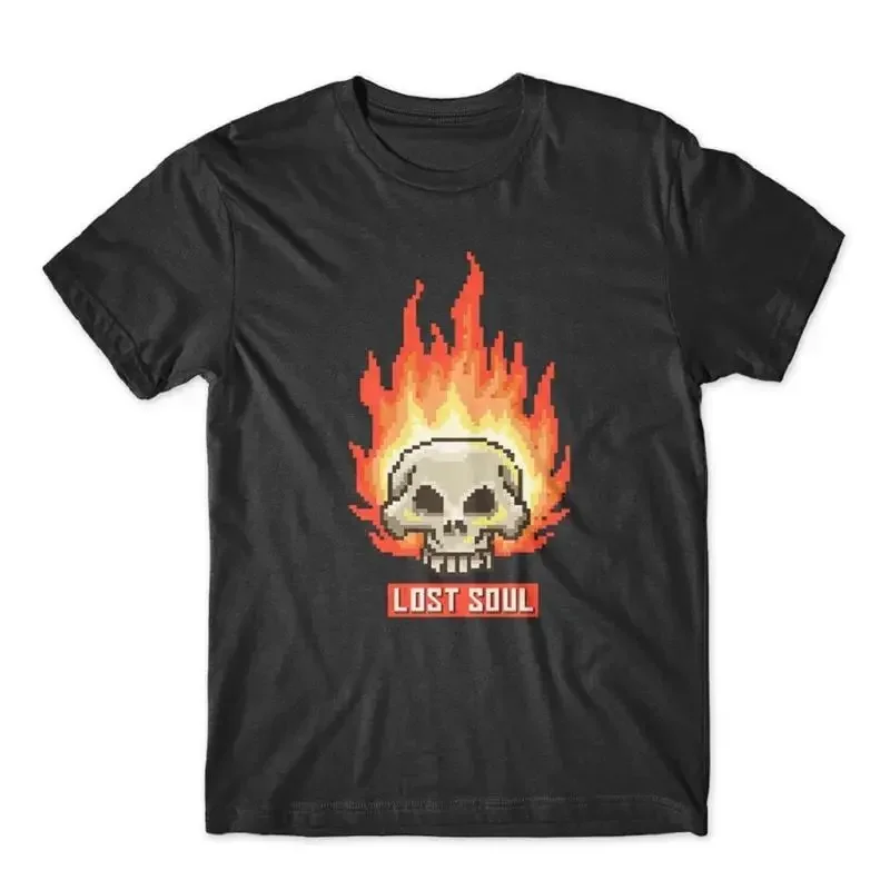 Burning Skull Lost Soul Pixel Art T Shirt 100 Cotton Premium NEW