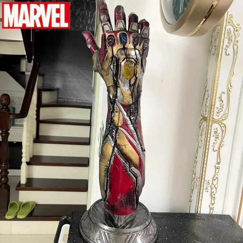 60cm Marvel The Avengers Iron Man Mk85 Infinity Gauntlet Anime Figures Model Luminous Version Collect Ornaments Festival Gifts