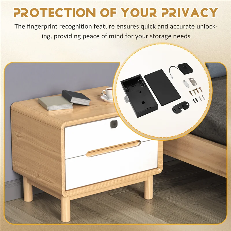 AA51 Biometric Fingerprint Lock Black Keyless Cabinet Lock Smart Drawer Locks Smart Drawer Locks Anti-Theft Door Lock