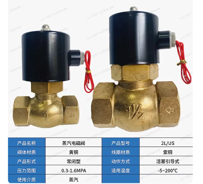 High-Temperature Steam Solenoid Valve 2L/US-20 | All-Copper Coil AC220V, 2-Way NC for DN15/20/25 Pipe Systems