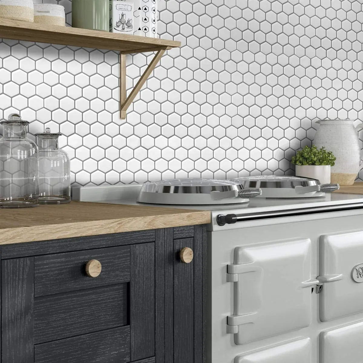 Premium Hexagon Tile Stickers Peel and Stick 3D Brick Design Wallpaper Strong Adhesive Stick on Kitchen and Bathroom Backsplash