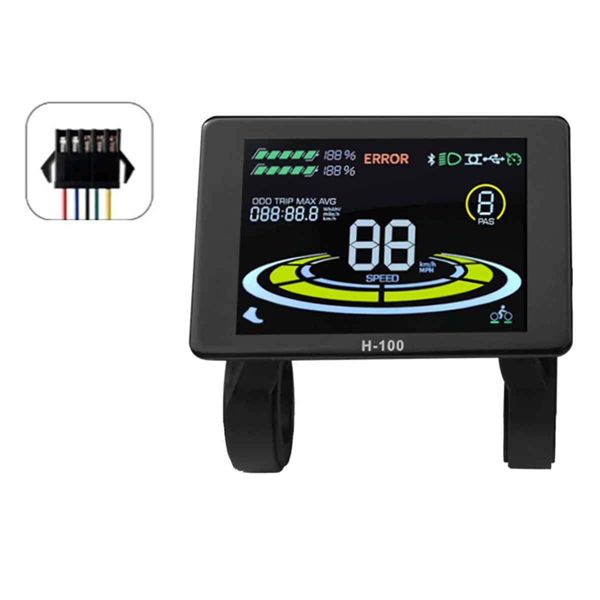 【Preço-gota!】 Display de bicicleta elétrica H-100 Controle de display LCD 24V - 72V Medidor de velocidade 5 pinos Velocímetro Conector SM