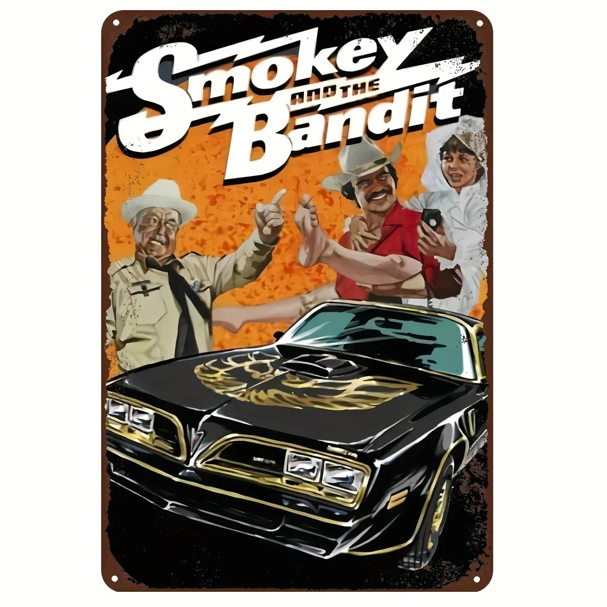 Smokey and the Bandit Vintage Metal Wall Sign - Retro Iron Decor with Pre-Drilled Holes, es, Weatherproof for Home, Bar, or Gara,Винтажная металлическая настенная вывеска Смоки и Бандит - железный декор в стиле ретро с предварительно просверленными отверс