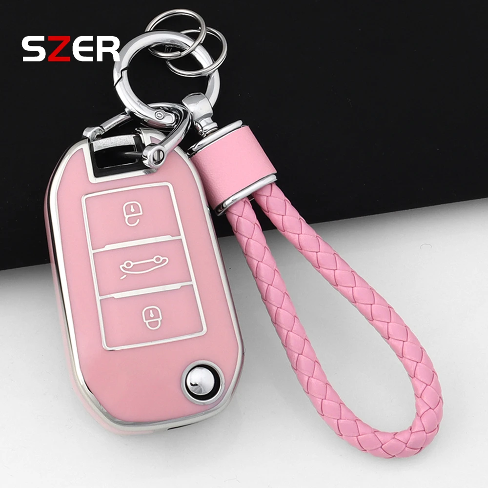 Fashion TPU Car Key Case Cover Shell Holder Protection Fob For Peugeot 208 308 408 508 2008 3008 4008 5008 Keychain Accessory