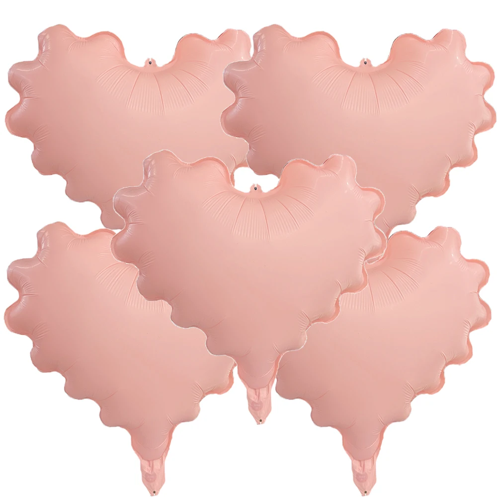 5pcs Pink wave Heart Foil Balloons Love Heart Shape Helium Balloons for Wedding Baby Shower Birthday Party Decors Girls Gifts