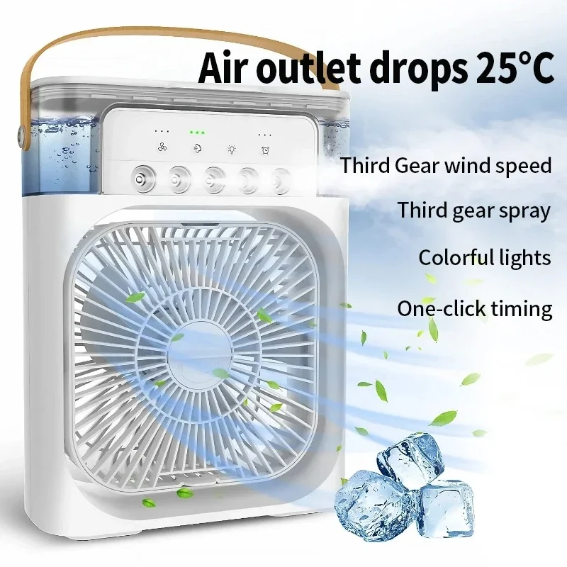 3 In 1 Fan AIr Conditioner Household Small Air Cooler LED Night Light Portable Humidifier Air Adjustment Fan Office Home Fan