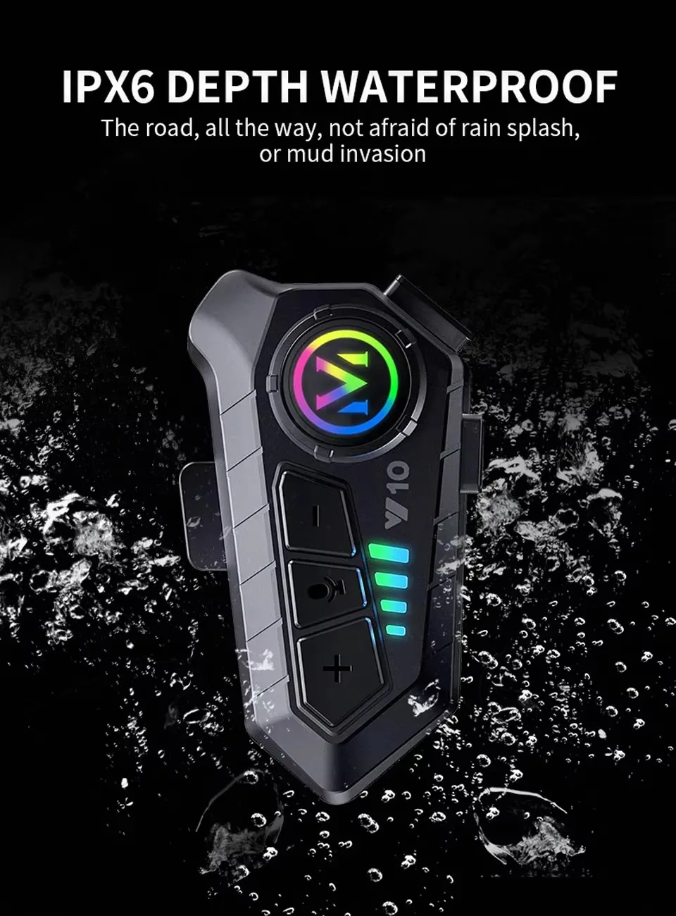Motorradhelm-Headset, kabellose Bluetooth-Kopfhörer, Stereo mit Mikrofon, für Motorrad, Outdoor, Radfahren, Musik, Helm-Headset ohne Intercom – Detail 11