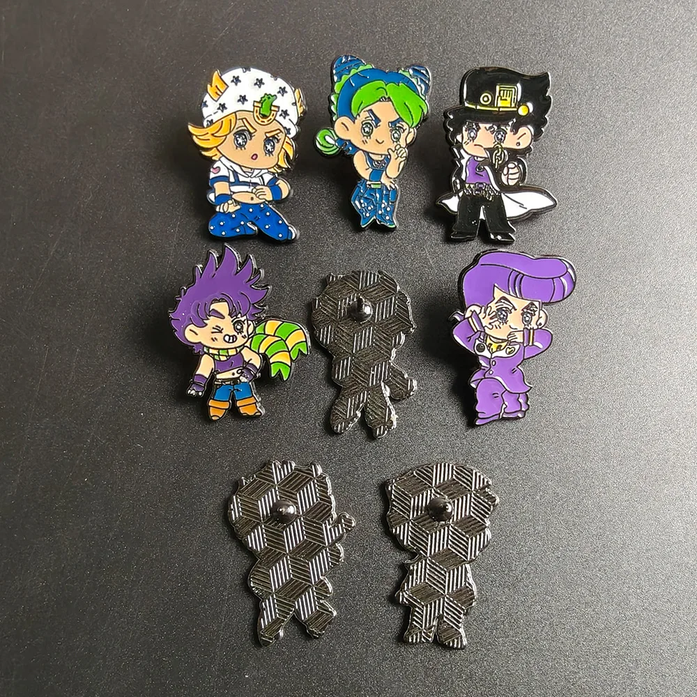 JoJo Jotaro Kujo Giorno Giovanna Joseph Joestar Brooch SBR Johnny Joestar Enamel Pins Metal Badge Clothes Backpack Decor Gift image 4