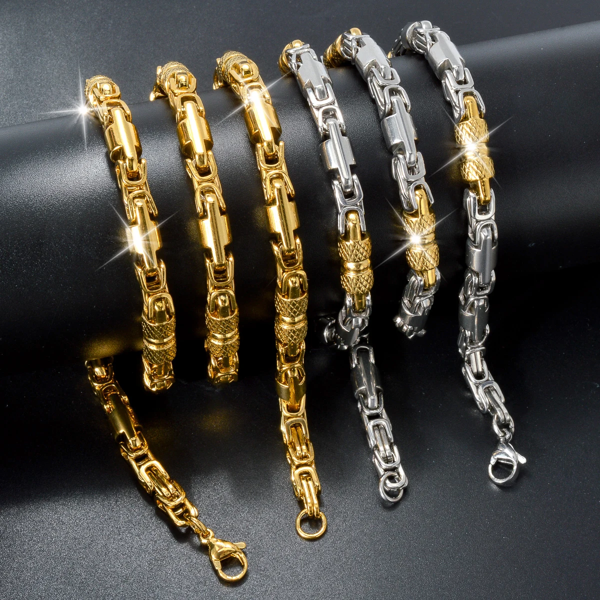 Neue männer und frauen Edelstahl Halsketten Geometrische Byzantinischen Ketten Retro Hip-hop Punk Party Schmuck Geschenke – Detail 6