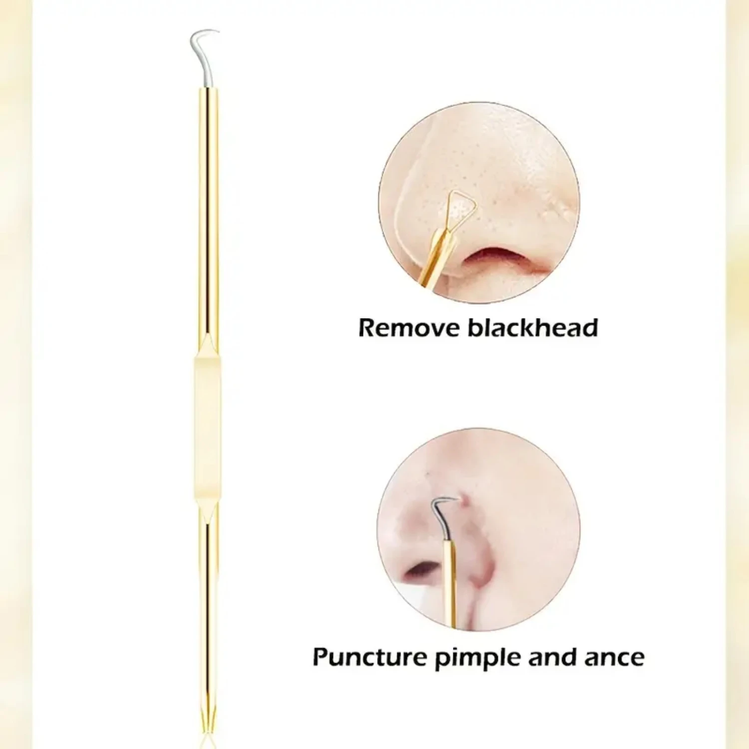 Kit de tratamento de acne dourado premium – conjunto completo profissional e altamente eficaz de 4 peças de ferramentas removedoras de cravo e agulha de acne