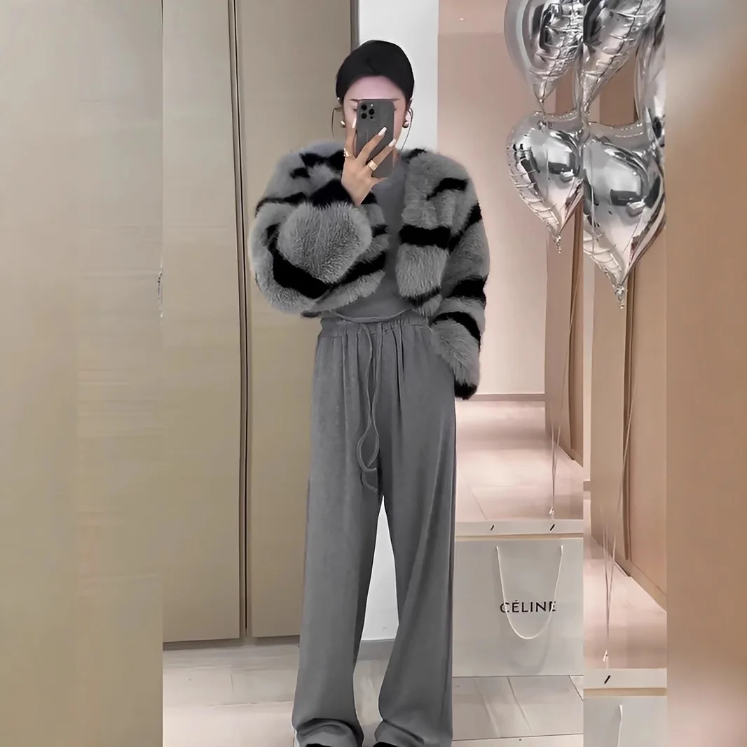 Faux Fur Fox Women Short Coats Full Sleeve Coat Thick Warm Y2k Streetwear Elegant Work Open Jackets Outerwear Autumn Winter