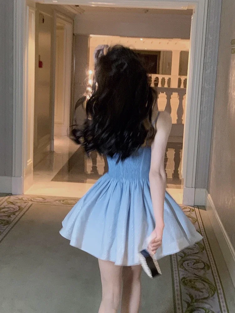 فستان نسائي كلاسيكي متوسط الطول بدون أكمام ، فستان رسمي بحزام ، فستان حفلة أنيق ، سيدة مكتب ، كاجوال ، كوري ، صيفي ، أنيق ، 1 * * ،