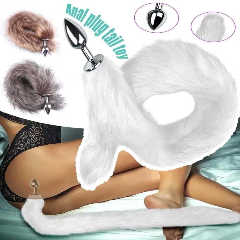 Sexy Foxtail Anal Plug Female Anal Plush Long Fox Tail Anal Plug SM Adult Role Play Male and Female Anal Game Couple Toys