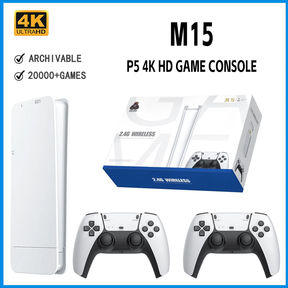 M15 gaming stick mini TV handheld game console wireless game controller video game 64G 20000+retro games two player game PS1 GBA