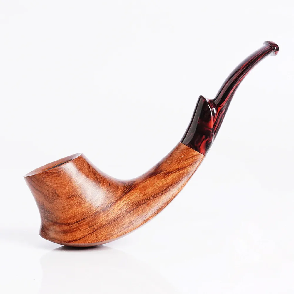 Tobacco Rosewood Solid Wood Pipe 3mm Channel Acrylic Curved Handle Hammer Pipe Gift