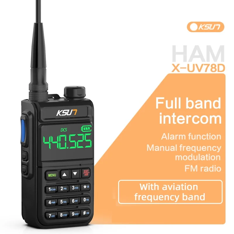 

Air Band Radio Ham Radio Amateur Long Range Walkie Talkie Wireless Set Fm Two-Way Radio Receiver Transceiver Number Key KSUN78D