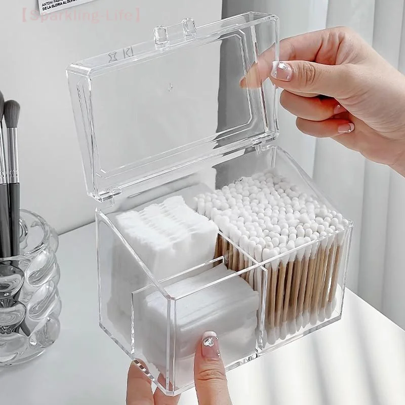 

【JYA1】Cotton Swab Storage Box, Plastic Cosmetic Cotton Stick Storage Box With Cover, Waterproof Transparent Makeup Stand
