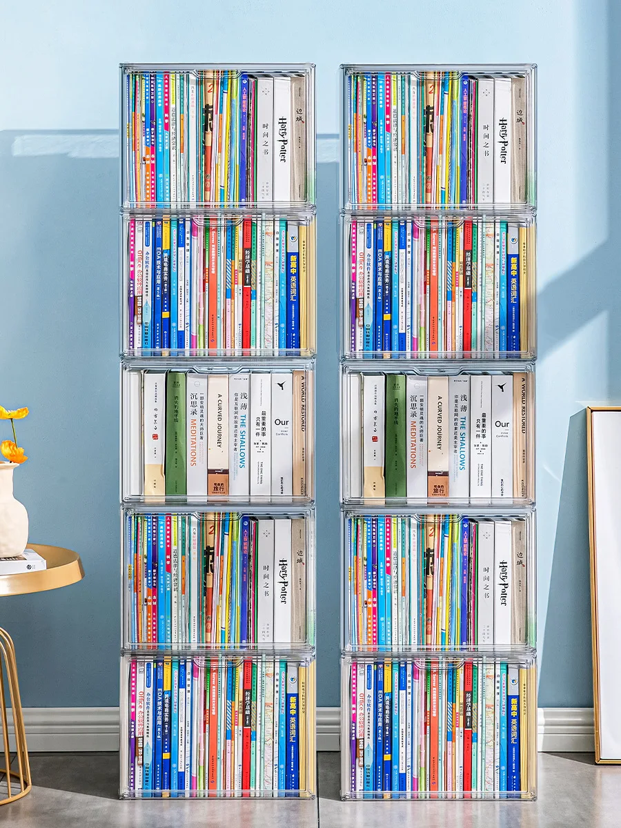 Children's Picture Books Transparent Dustproof Book Storage Box Bookshelf Organizing Tool