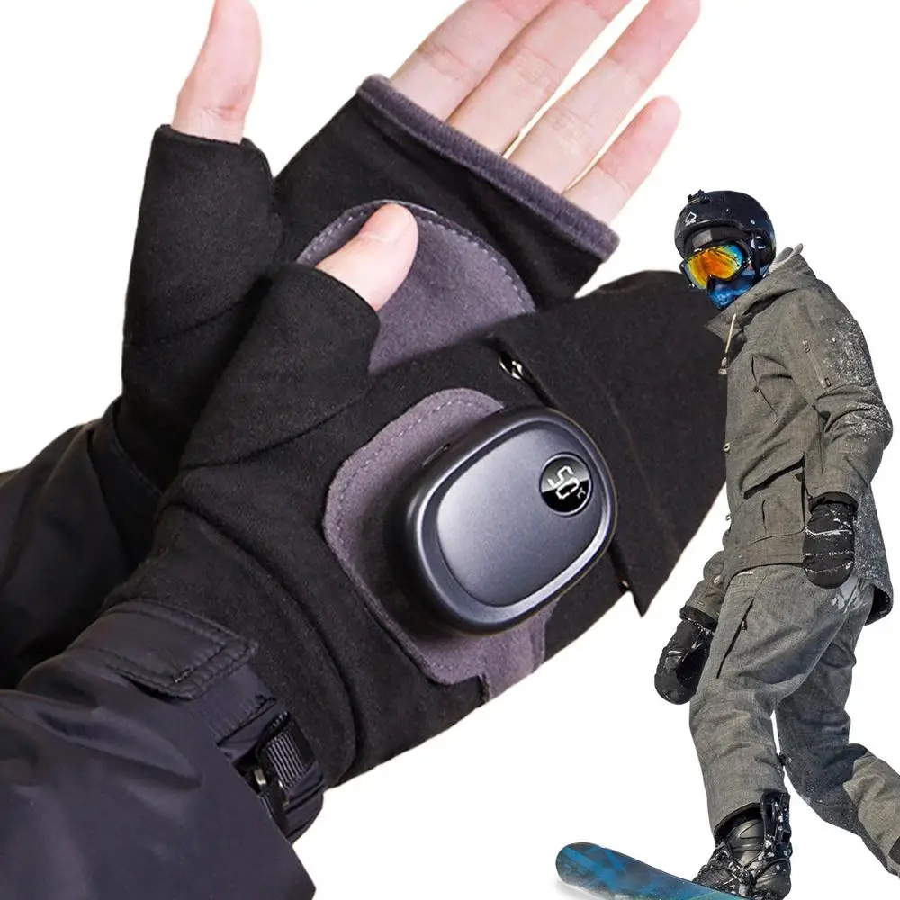 AliExpress USB Heated Gloves Rechargeable Winter Warm Fingerless Heated Gloves USB Hand Warmer Gloves For Typing Cycling 3 Level Adjustment