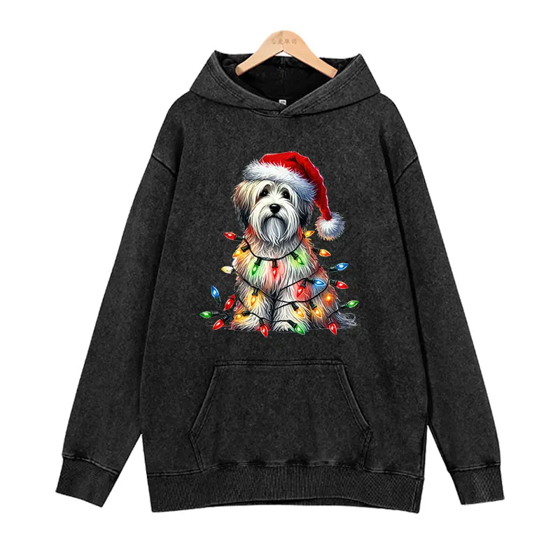 Colorful animal hooded sweatshirt for women, Spring and Autumn American retro sweatshirt, Christmas printed women's clothing