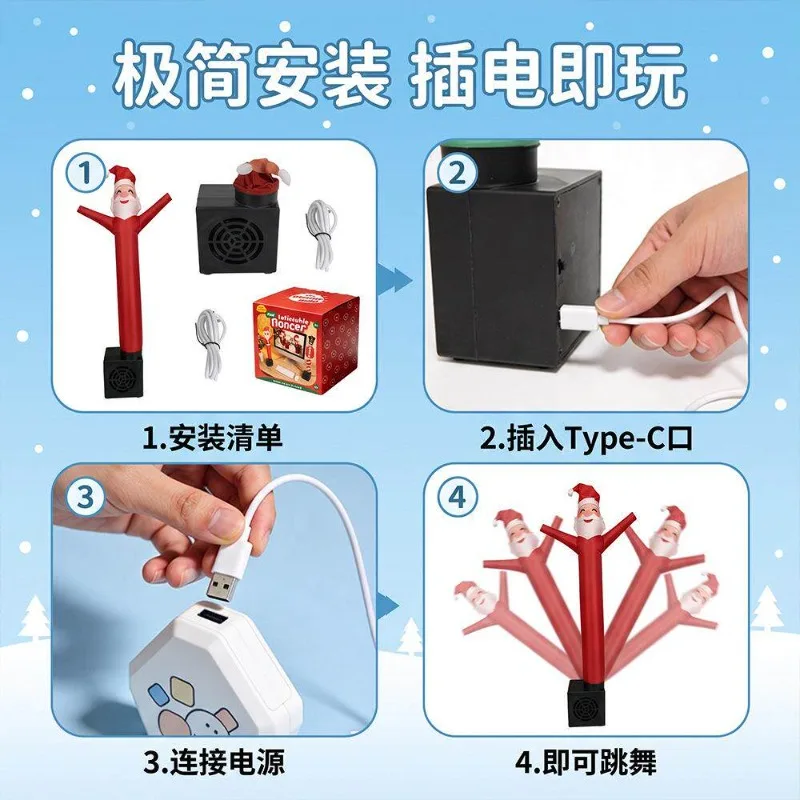Funny Mini Desktop Christmas Inflatable Air Dancer, Cartoon Wavy Air Man Festive Ornament for Tabletop Holiday Decoration