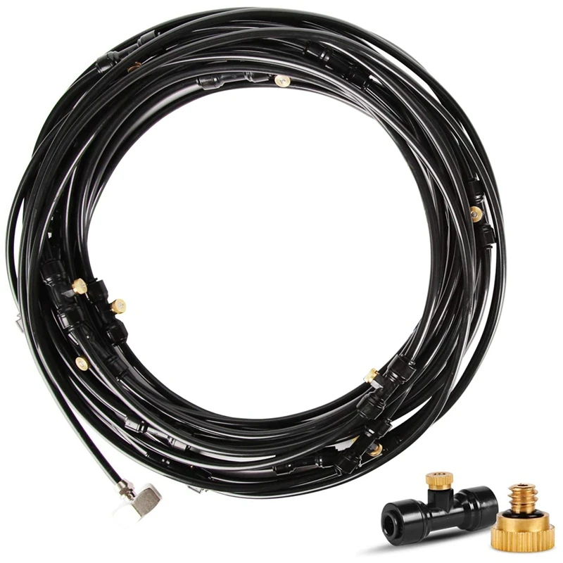 

Misting Cooling System 29.47FT (9M) Misting Line + 12 Spiral Brass Mist Nozzles + A Brass Adapter(3/4) Outdoor Mister