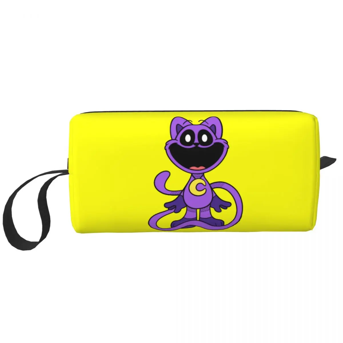 Custom Purple Smiling Big Mouth Cat Critters Cosmetic Bag Cute Large Scarry Animated Game Makeup Case Storage Toiletry Bags