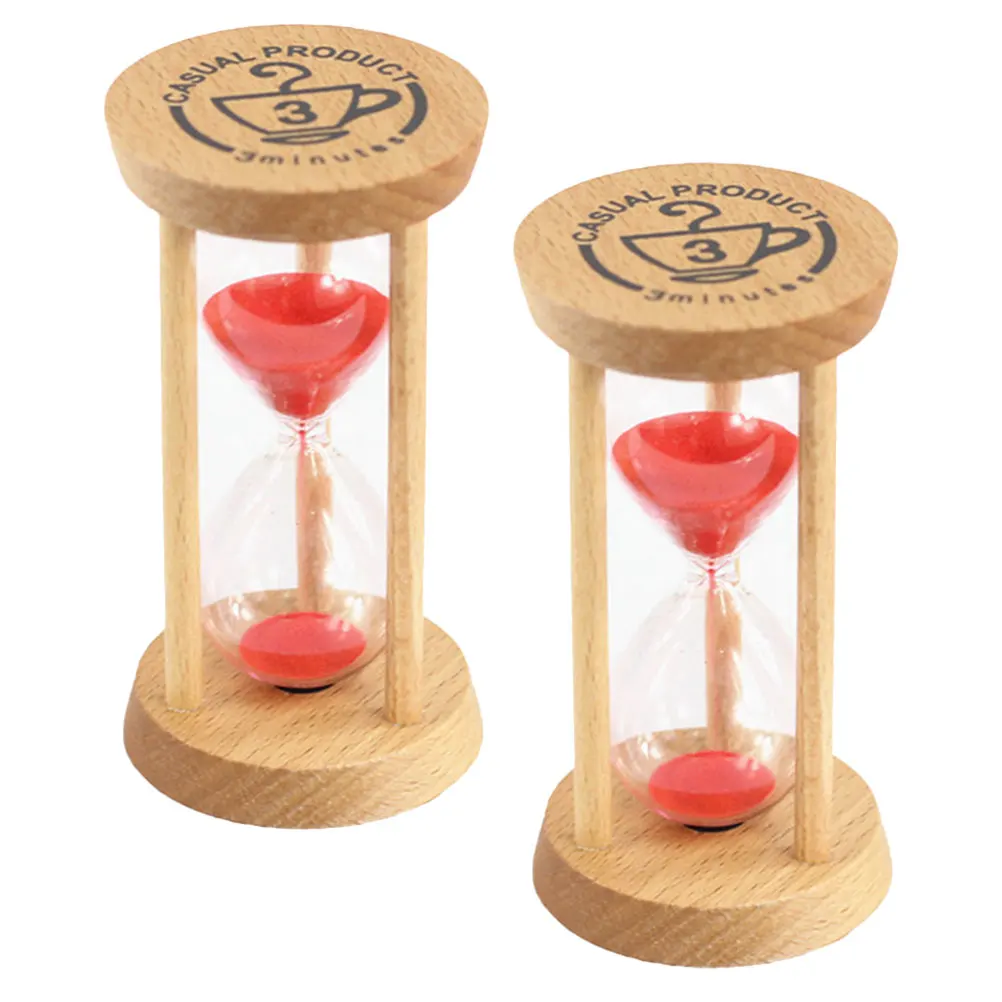 

2 Pcs Hourglass Timer Wood for Kids Classroom Tooth Brushing Decorative Reusable Creative Gift nament