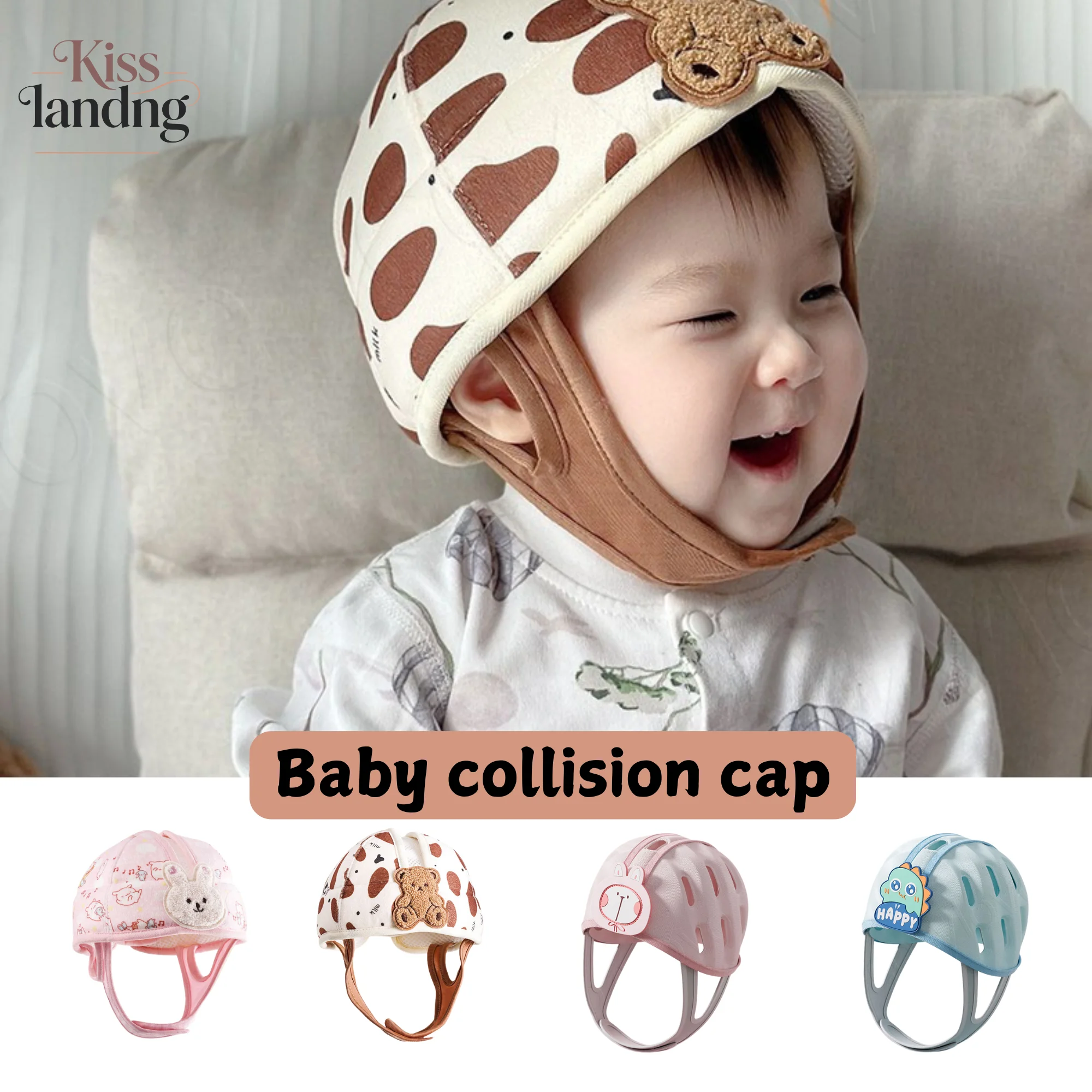 

Cute Baby Collision Cap | Adjustable Infant Safety Helmet for Crawling & Walking, 4 Color Options