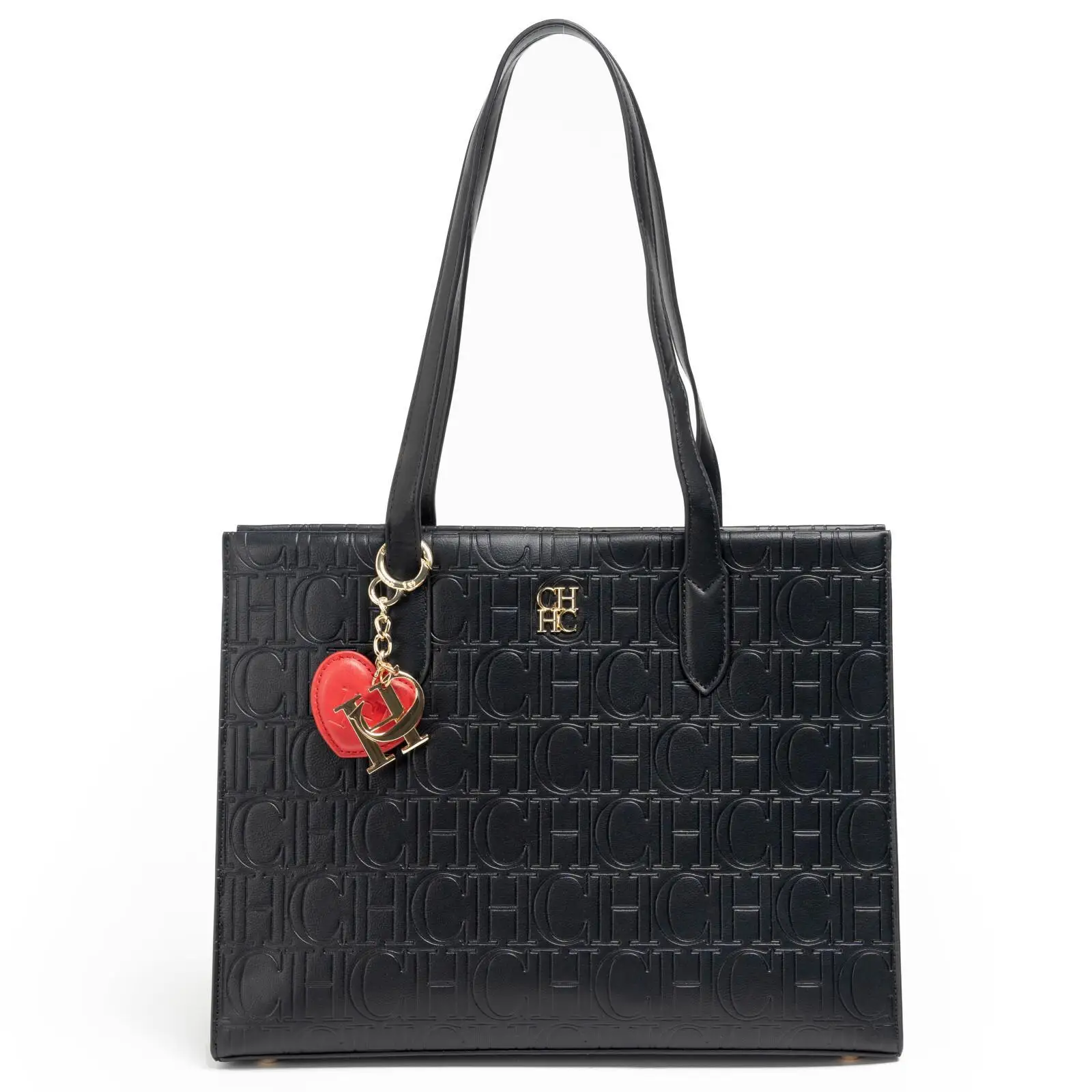 

Классическая винтажная сумка-тоут CH с монограммой, женская ретро-сумка через плечо большой вместимости, универсальная сумка для поездок на работу с подвеской в виде сердца