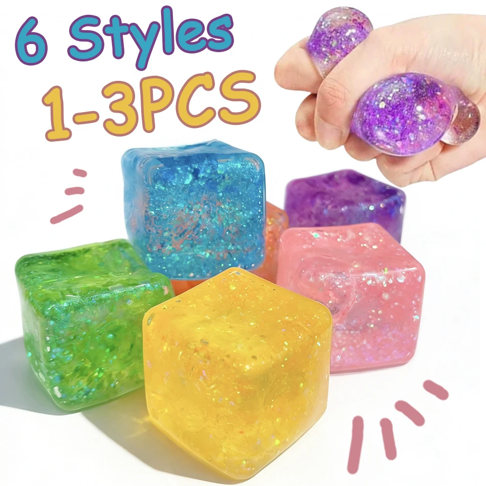 

Игрушка-антистресс 1/2/3P Maltose Cube: сжимаемый кубик для снятия стресса, медленно восстанавливающий форму, в форме ледяного кубика, с эффектом полярного сияния, разноцветный, из TPR-материала