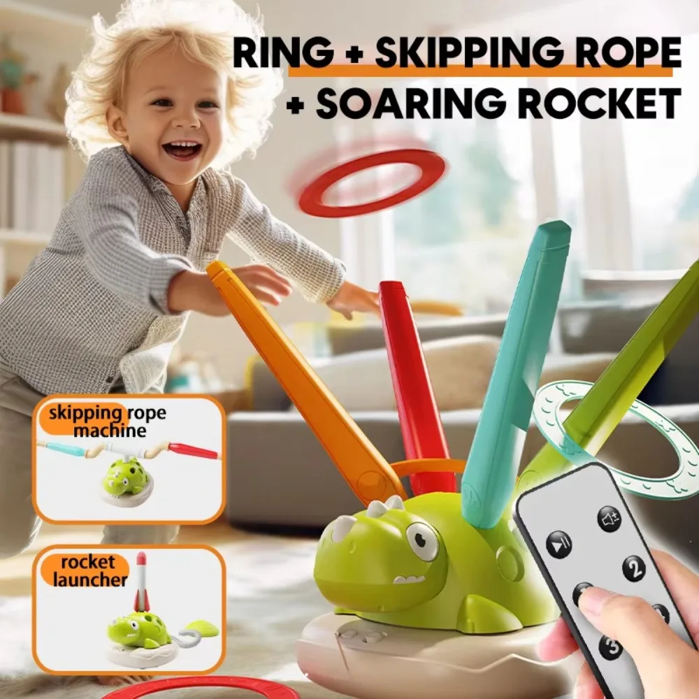 3 ใน 1 Musical Jump,Stomping Launch Rocket Launcher,ไดโนเสาร์ Rocket Launcher & แหวน Toss เกมกระโดดของเล่นเด็กของเล่นกีฬากลางแจ้ง