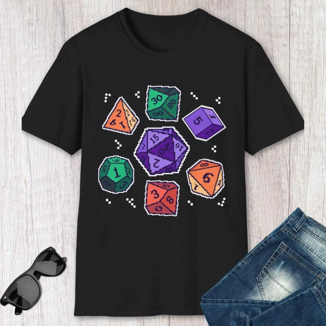 DnD Pixel Art Women T-shirt Retro Dungeons and Dragons Tshirt Retro Streetwear High-quality Crew-neck Short-sleeved T-shirt