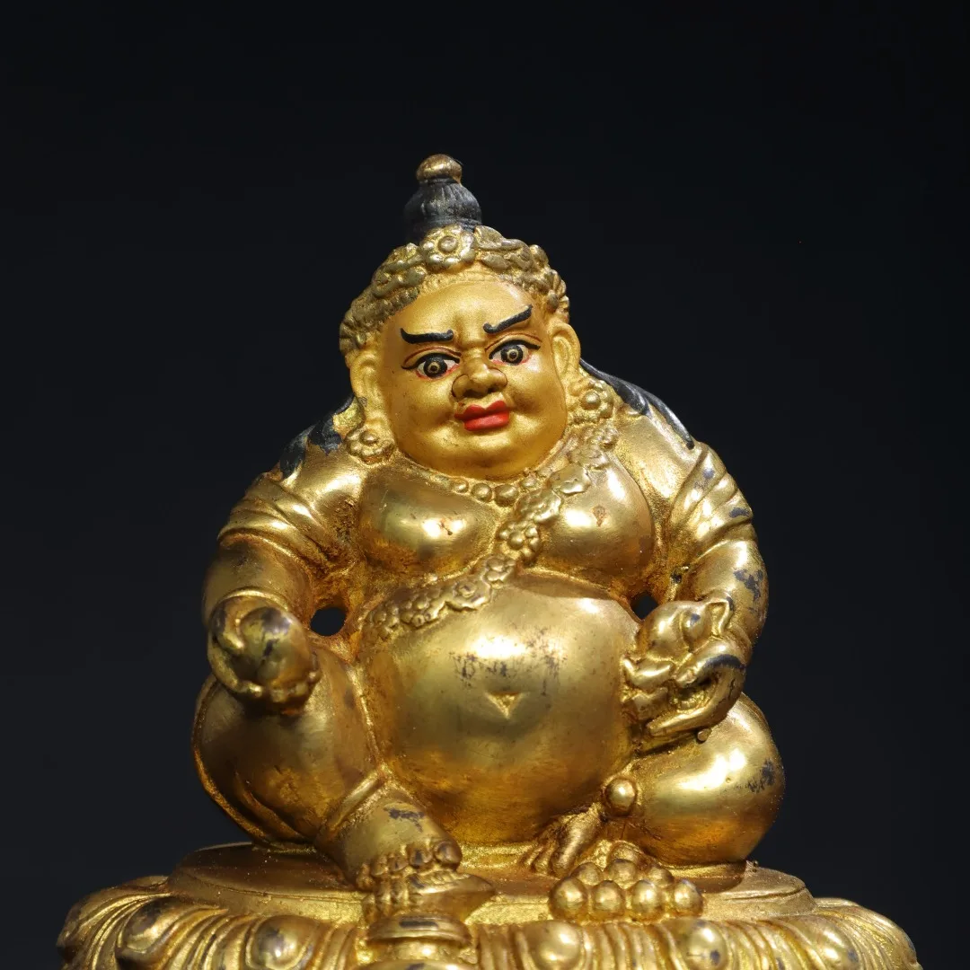 Yellow God of Wealth Buddha Statue Pure Copper Refined Nepalese Gilded Gold Tibetan Biography Tantra Tibetan Bala Buddha Statue