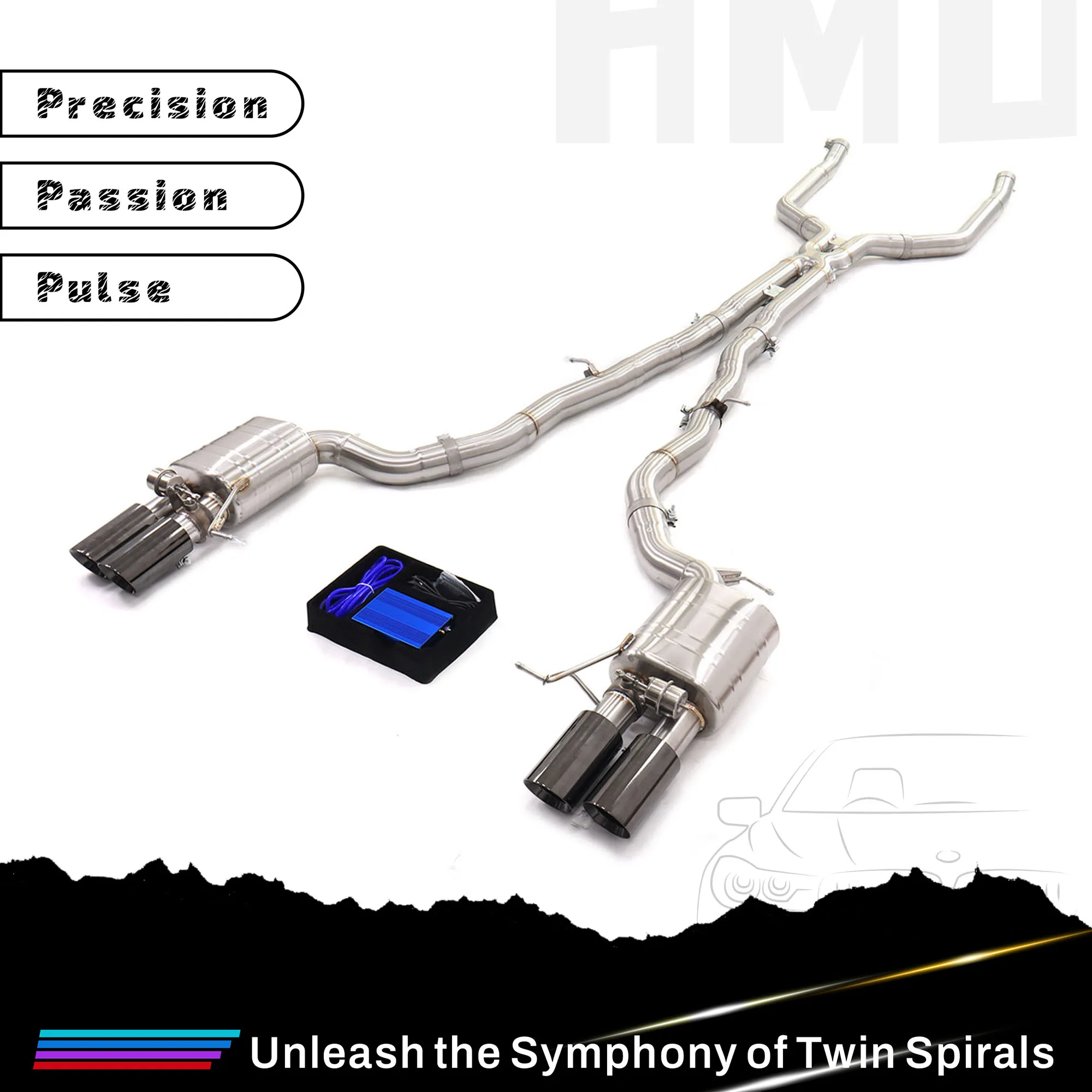 

HMD Hot Sales SS304 Catback for BMW 550i F10 N63 Pneumatic Valves Exhaust Brushed Finish With Tips