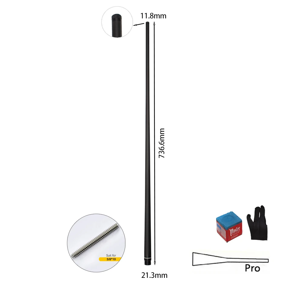 OKHEALING 100% Carbon Fiber Billiard Shaft Professional Black