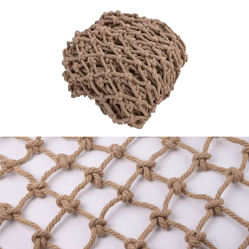 Vintage Sisal Rope Mesh Ceiling Partition Mesh Outdoor Children\'s Climbing Net Safety Protection Netting Rope