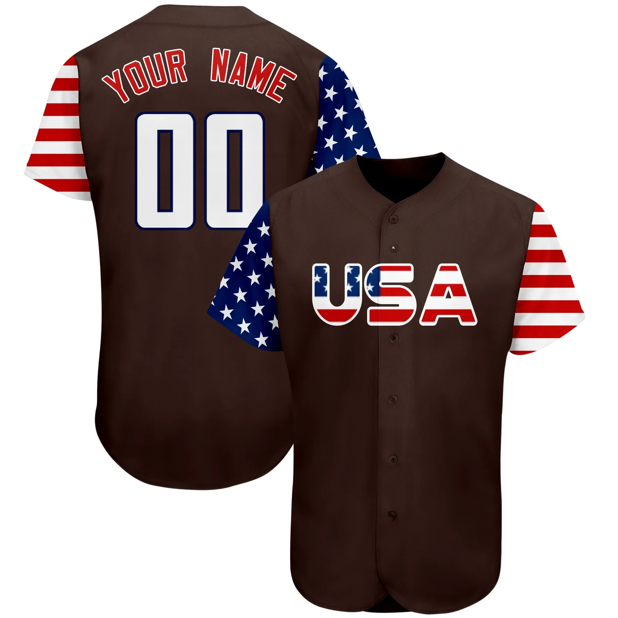 Custom Baseball Jersey Sublimation Printing Team Name Number USA Flag Baseball Shirt Softball Game Training Shirt For Men/Youth